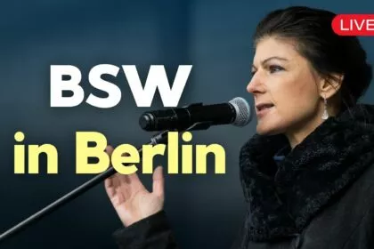 BSW-Wahlkampfabschluss mit Sahra Wagenknecht vor dem Brandenburger Tor