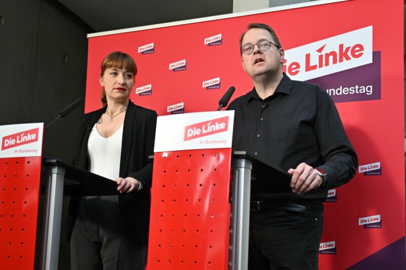 Die Spitze der Linken im Bundestag: Heidi Reichinnek und Sören Pellmann. (Archivbild)