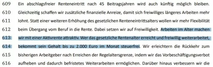 Nach dem Willen der wahrscheinlich neuen Regierungskoalition sollen Senioren in Deutschland mit einer steuerfreien „Aktivrente“ einen Extraanreiz erhalten, noch über das Rentenalter hinaus zu arbeiten. Foto: Bildschirmfoto/CDU.de