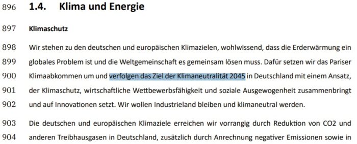 Auch die designierte schwarz-rote Bundesregierung hält am Ziel „Klimaneutralität bis 2045“ fest. Foto: Bildschirmfoto/CDU.de