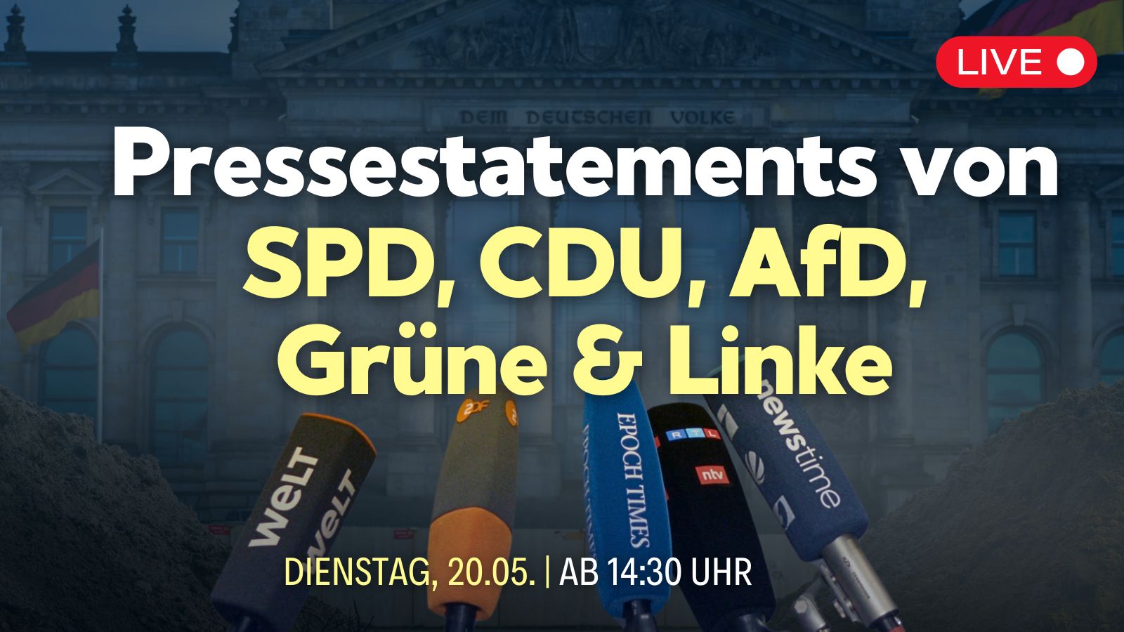 Stellungnahmen von SPD, CDU, AfD,  Grüne und Linke im Bundestag