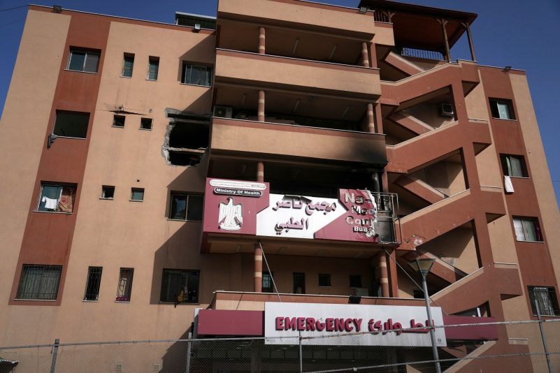 Schäden an Krankenhaus im Gazastreifen.