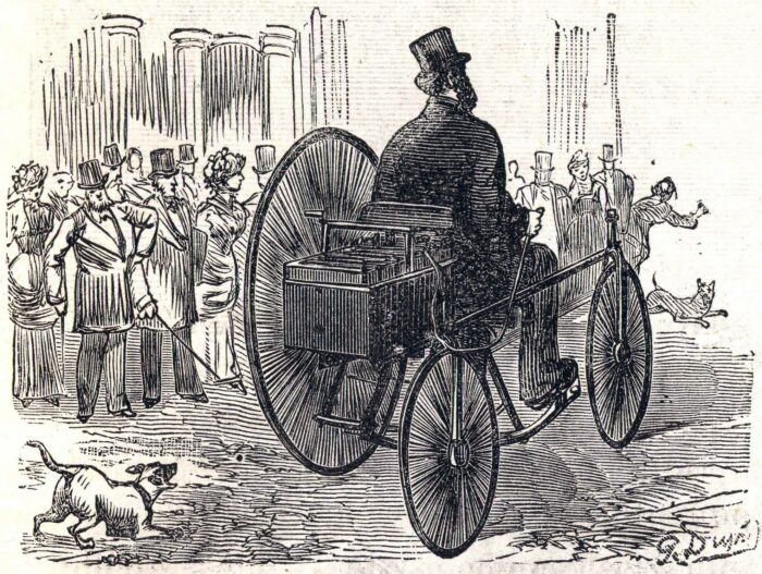Das elektrisch betriebene Tricycle von Gustave Trouvé.
