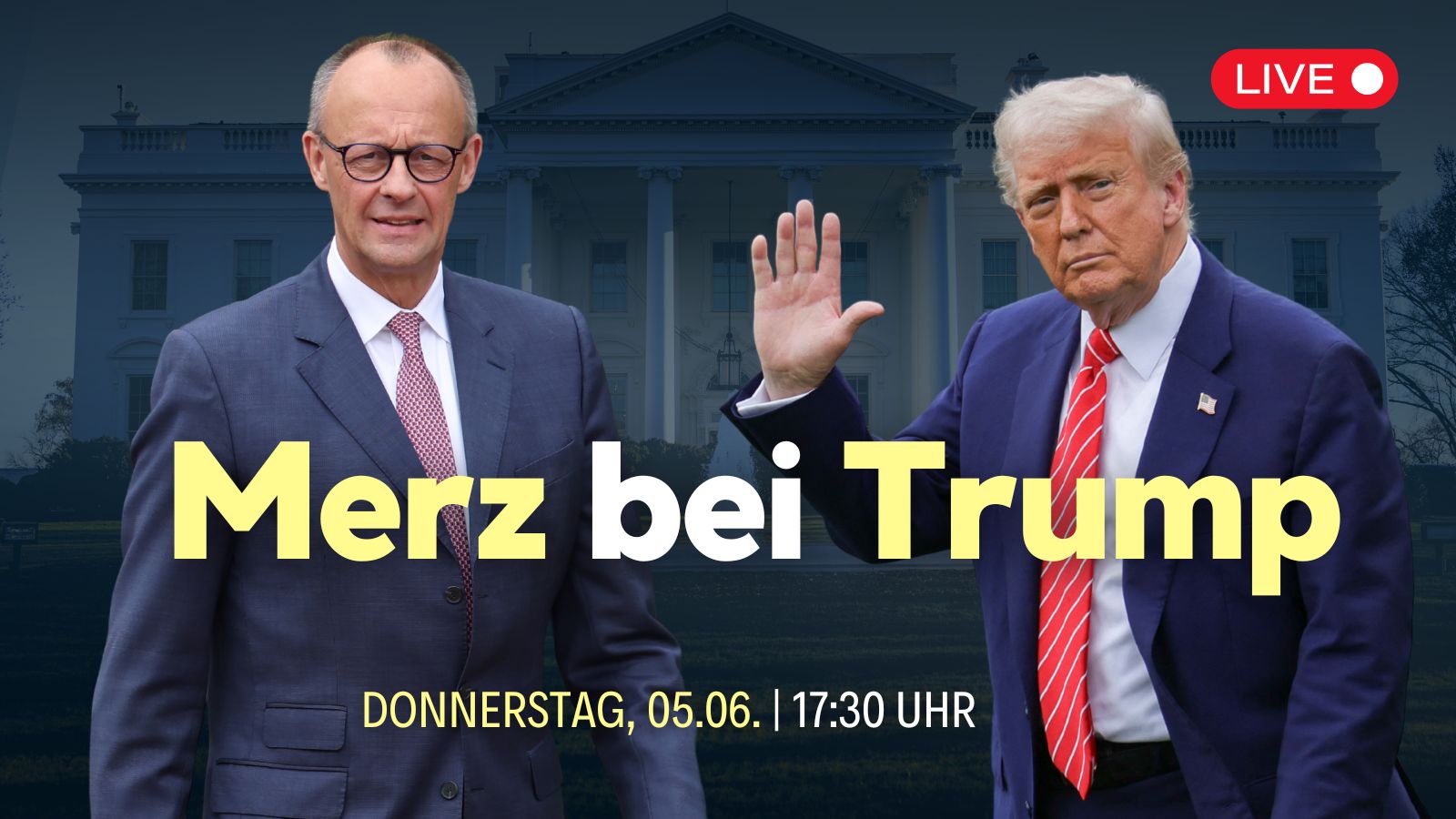 [Live ab ca. 17:45 Uhr] Merz bei Präsident Trump im Weißen Haus (Originalton)