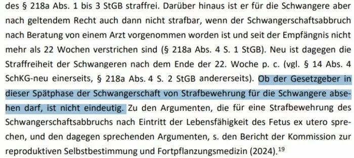Prof. Dr. Frauke Brosius-Gersdorf über straffreie Abtreibungen über den 22. Monat hinaus. Foto: Bildschirmfoto/Stellungnahme für den Rechtsausschuss des Deutschen Bundestages