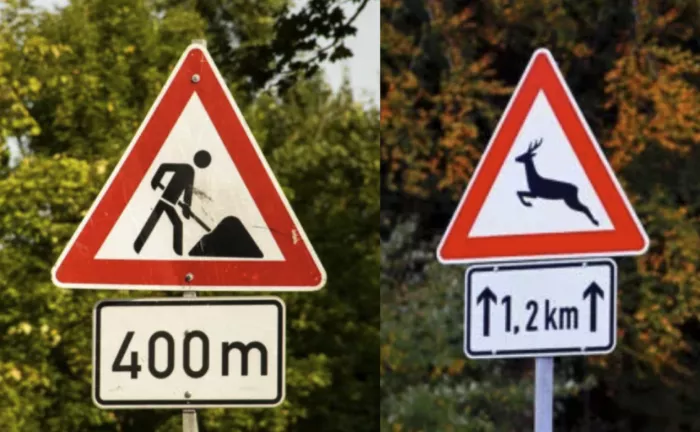 Baustelle in 400 Metern und Wildwechsel auf den nächsten 1.200 Metern.