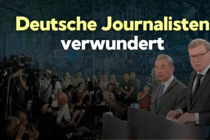 Außenminister Wang Yi unter Protesten in Berlin – chinesisches Staatsmedium darf Frage stellen