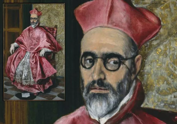 Mit einem Faden an den Ohren befestigte Brille