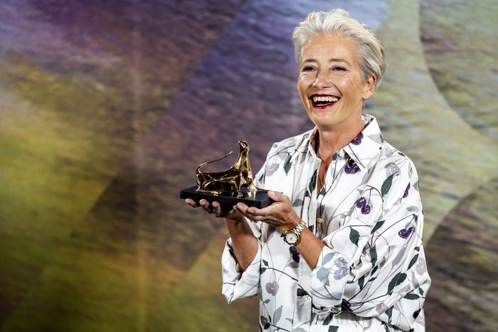Die britische Schauspielerin Emma Thompson bei ihrer Preisverleihung - einige der glanzvollsten Minuten in der langen Geschichte des Festivals. 
