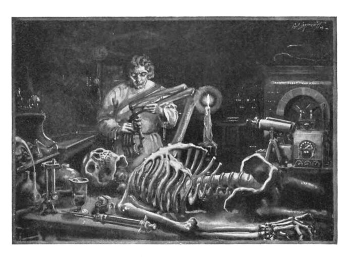 Viktor Frankenstein bei seiner Arbeit im Labor