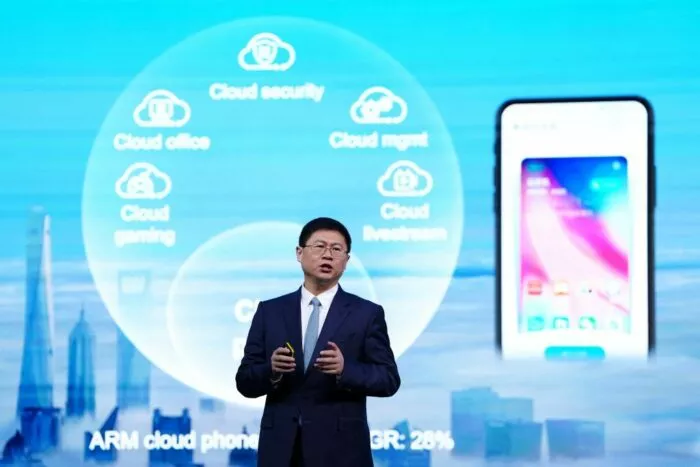 Peng Li, Präsident für Vertrieb und Service im Bereich Informations- und Kommunikationstechnologie bei Huawei, am 27. Februar 2024 auf dem Mobile World Congress in Barcelona.