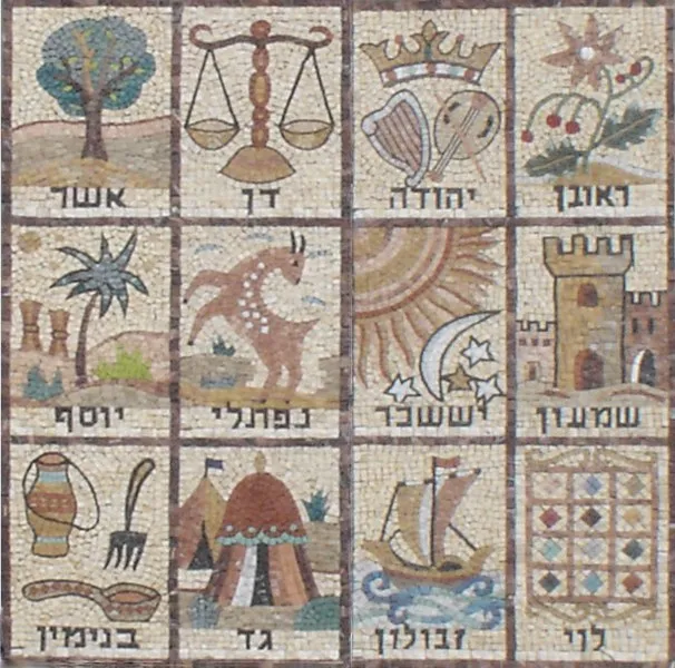Mosaik der zwölf Stämme Israels