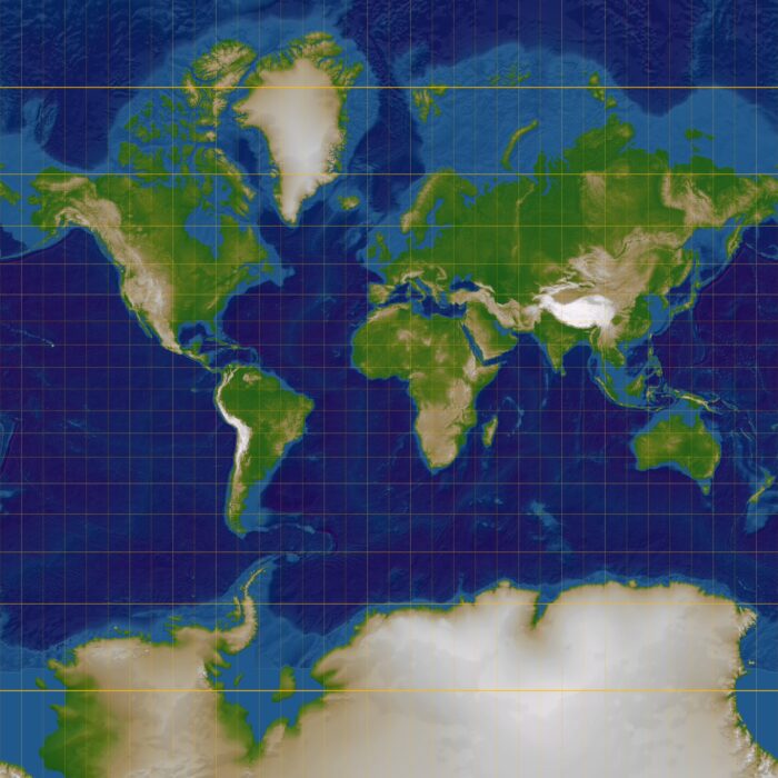 Mercator-Projektion der Erde.