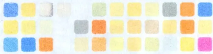 Farbpalette zum Nachweis giftiger Gase