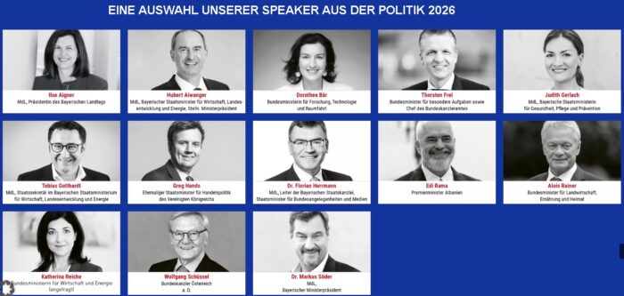 Eine Auswahl der „Speaker“ des Ludwig-Erhard-Gipfels 2026. Foto: Bildschirmfoto/ludwig-erhard-gipfel.de