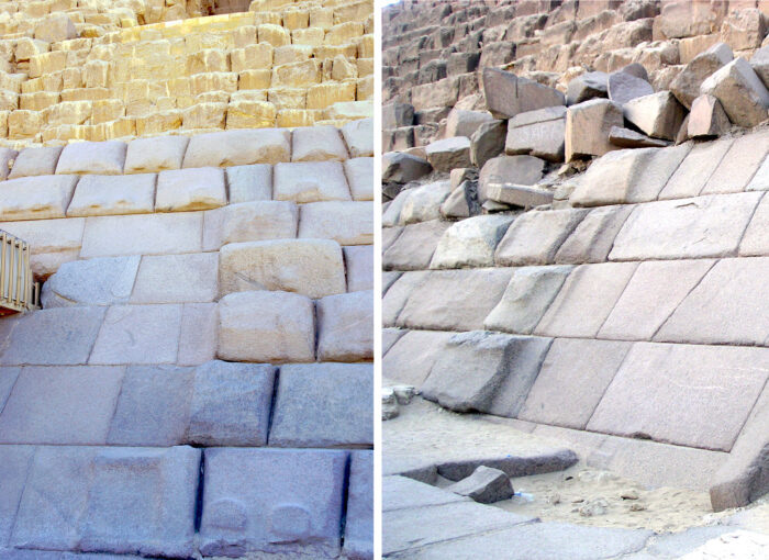 Vergleich der Nord- und Ostseite der Mykerinos-Pyramide