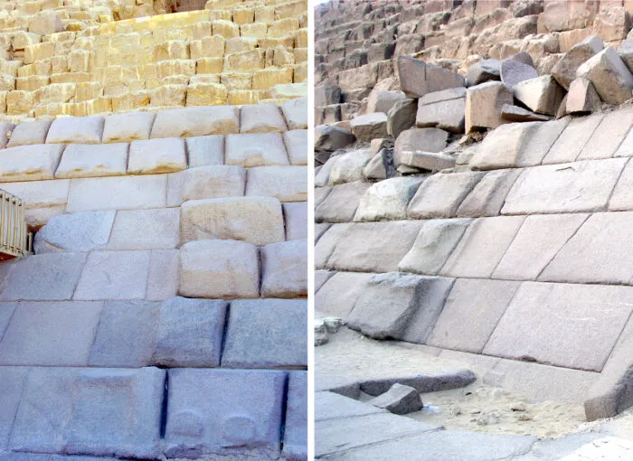 Vergleich der Nord- und Ostseite der Mykerinos-Pyramide