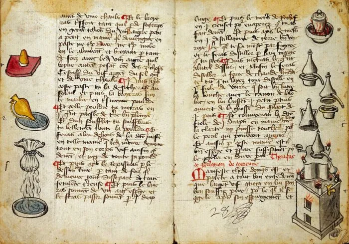 Einblick in ein Rezeptbuch aus der Alchemie