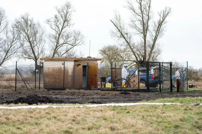 Aufräumen nach dem Unglück: Arbeiter bei Gramzow.